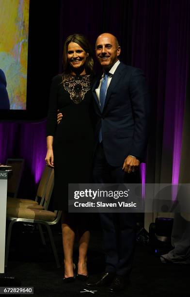 Savannah Guthrie and Matt Lauer attend 2017 Matrix Awards at Sheraton New York Times Square on April 24, 2017 in New York City.