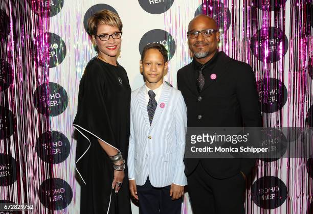 Honoree Leah C. Gardiner, Jonah Gilliam, and actor Seth Gilliam attends the 2017 Soho Rep Spring Gala at The Lighthouse at Chelsea Piers on April 24,...