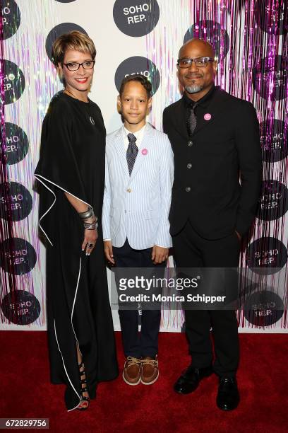 Honoree Leah C. Gardiner, Jonah Gilliam, and actor Seth Gilliam attends the 2017 Soho Rep Spring Gala at The Lighthouse at Chelsea Piers on April 24,...