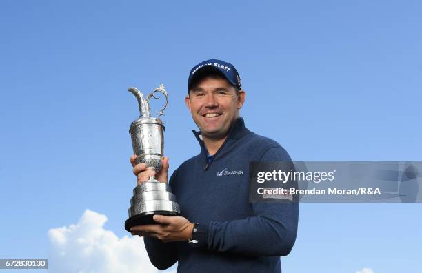 Padraig Harrington of Ireland with the Claret Jug at a media day at Dun Laoghaire Golf Club on April 25, 2017 in Dublin, Ireland.