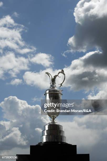 The Claret Jug is seen at a media day at Dun Laoghaire Golf Club on April 25, 2017 in Dublin, Ireland.