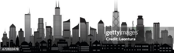 skyline von chicago (gebäude sind fahrbar und complete) - chicago cutout stock-grafiken, -clipart, -cartoons und -symbole