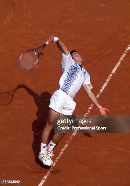 Alex Corretja of Spain in action during the French Open Tennis Championships at Roland Garros Stadium in Paris, circa May 1994. Corretja was defeated...