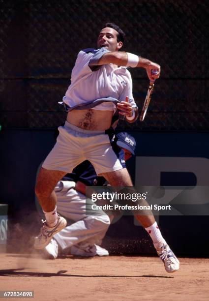 Alex Corretja of Spain in action during the Davis Cup Quarter-final between Spain and Switzerland at La Coruna, Spain, circa July 1998. Spain won 4-1.