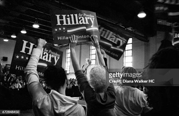 Senator Hillary Rodham Clinton is photographed at a rally on March 24, 2008 at the Montgomery County Community College in Blue Bell, Pennsylvania....
