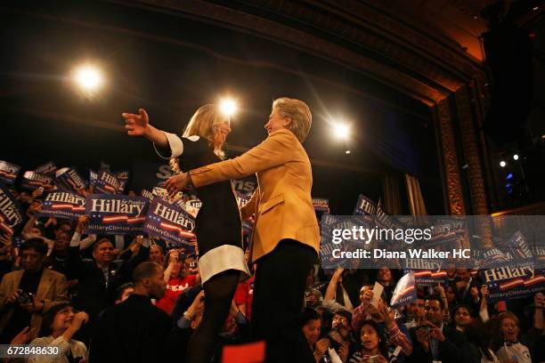 Senator Hillary Rodham Clinton and daughter Chelsea Clinton are photographed on Super Tuesday on February 5, 2008 at the Manhattan Center in New York...