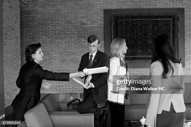 Secretary of State Hillary Rodham Clinton, spokesperson Victoria Nuland and Director of Policy Planning Jake Sullivan are photographed on October 21,...