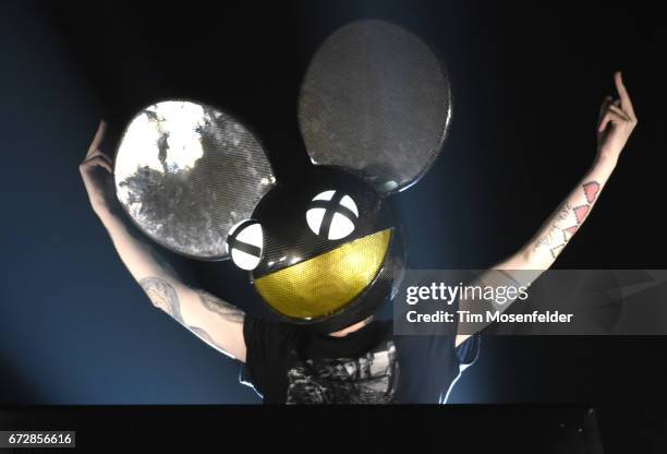 Deadmau5 performs during his "lots of shows in a row" tour at the Fox Theater on April 24, 2017 in Oakland, California.