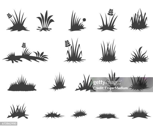 ilustrações de stock, clip art, desenhos animados e ícones de grass icons - arrancar ervas daninhas