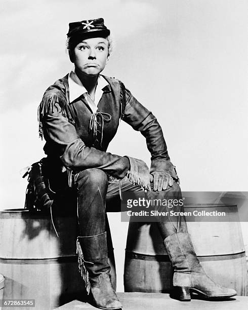 American actress and singer Doris Day as the famous 19th century American frontierswoman Calamity Jane in the Warner Brothers musical 'Calamity...