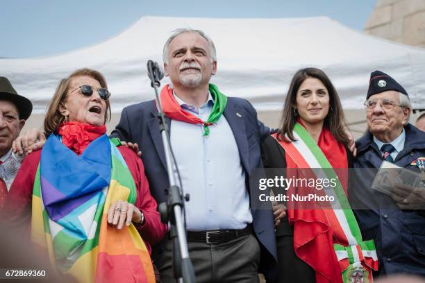 Mayor of Rome Virginia Raggi at the celebrations for the 72nd anniversary of italian Liberation from fascism. Rome, 25th of april 2017.