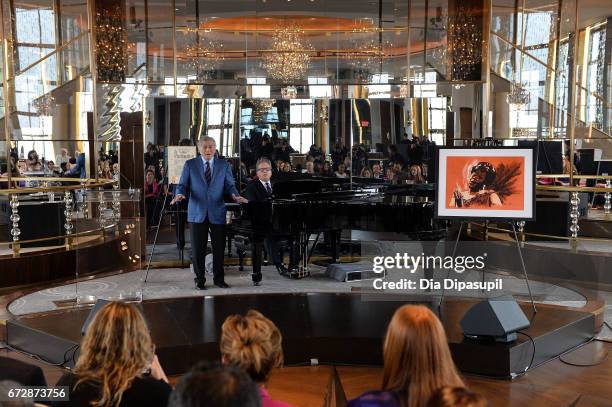 Tony Bennett performs onstage during Ella Fitzgerald's 100th Birthday Celebration & Ella Fitzgerald Day Proclamation at The Rainbow Room on April 25,...