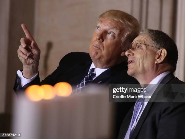 President Donald Trump and Tom Bernstein, Chairman of the U.S. Holocaust Memorial Museum participate in the museum's "Days of Remembrance" ceremony...