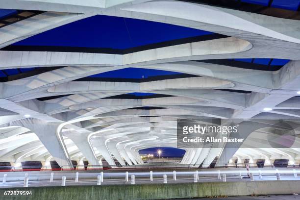 the st exupery airport tgv train terminal in lyon, architect santiago calatrava - santiago lyon stock pictures, royalty-free photos & images