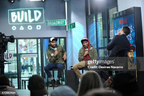Lucas Brothers, Kenny and Keith Lucas attend Build Series to discuss 'Lucas Brothers: On Drugs' at Build Studio on April 25, 2017 in New York City.