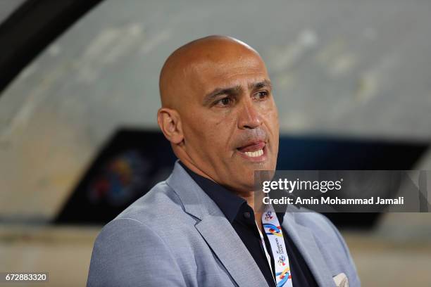 Alireza Mansourian head coach of Esteghlal looks on during AFC Champions League match between Esteghlal vs Al Ahli FC at Azadi Stadium on April 25,...