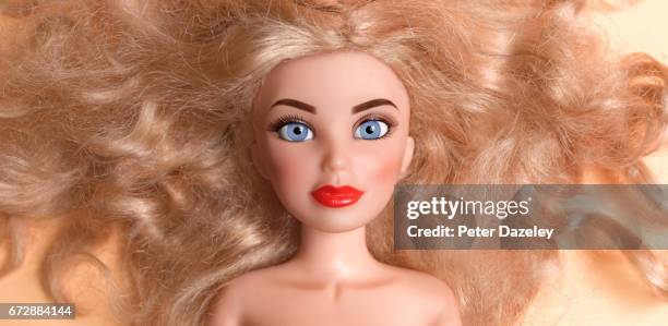 close up of dolls face - barbie stock pictures, royalty-free photos & images