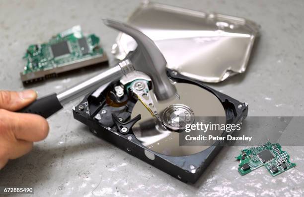 destroying a hard drive - plastic bag stock pictures, royalty-free photos & images