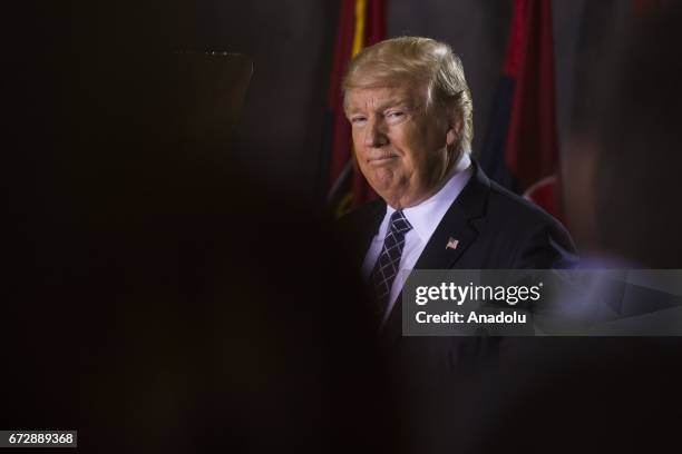 President Donald Trump speaks during the U.S. Holocaust Memorial Museums National Days of Remembrance ceremony in the Rotunda of the U.S. Capitol in...