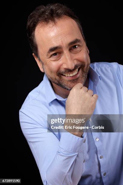 Humorist Alil Vardar poses during a portrait session in Paris, France on .