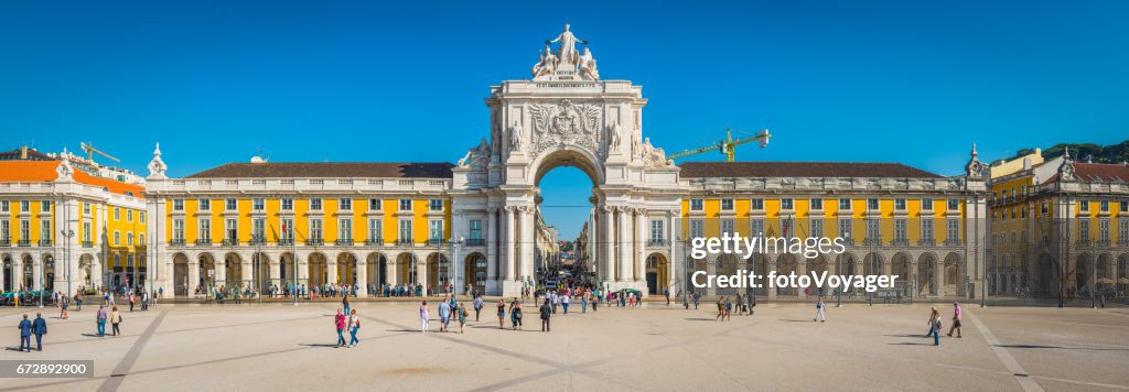 Lissabon Praca Comercio Rua Augusta Arch Wahrzeichen Panorama Portugal