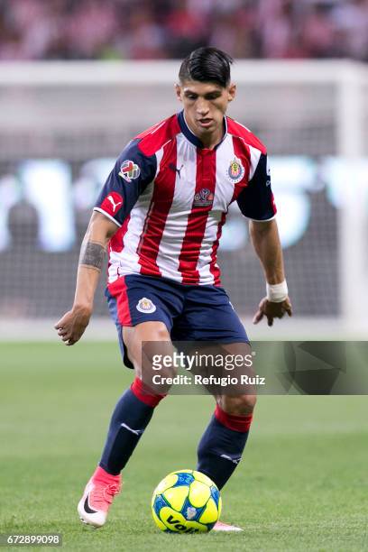 Alan Pulido of Chivas drives the ball during the Final match between Chivas and Morelia as part of the Copa MX Clausura 2017 at Chivas Stadium on...