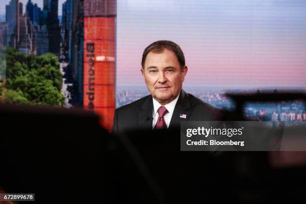 Gary Herbert, governor of Utah, smiles during a Bloomberg Television interview in New York, U.S., on Tuesday, April 25, 2017. During the second and...