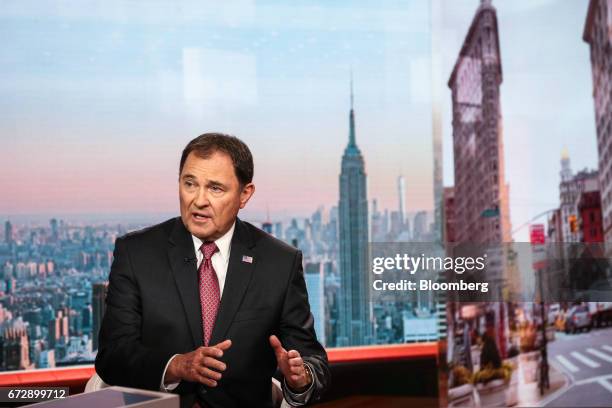 Gary Herbert, governor of Utah, speaks during a Bloomberg Television interview in New York, U.S., on Tuesday, April 25, 2017. During the second and...