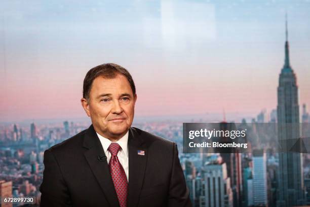 Gary Herbert, governor of Utah, listens during a Bloomberg Television interview in New York, U.S., on Tuesday, April 25, 2017. During the second and...