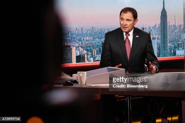 Gary Herbert, governor of Utah, speaks during a Bloomberg Television interview in New York, U.S., on Tuesday, April 25, 2017. During the second and...