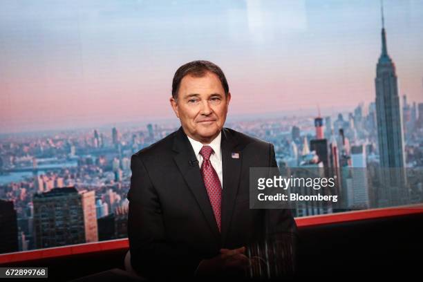 Gary Herbert, governor of Utah, listens during a Bloomberg Television interview in New York, U.S., on Tuesday, April 25, 2017. During the second and...