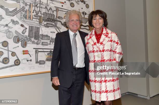 Laurent Dassault and his wife Martine attend "Art Afrique, Le Nouvel Atelier" Exhibition Opening at Fondation Louis Vuitton on April 25, 2017 in...