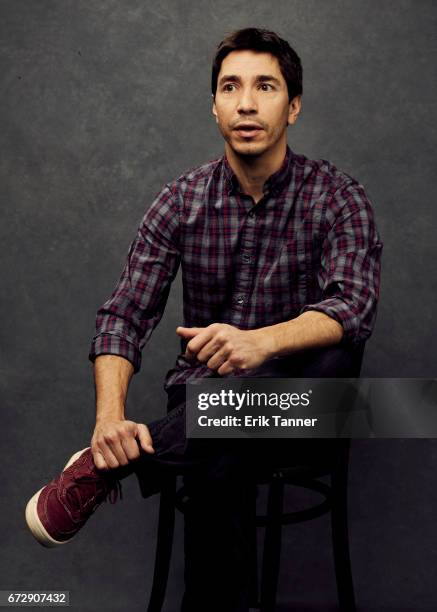 Justin Long from 'Literally, Right Before Aaron' poses at the 2017 Tribeca Film Festival portrait studio on April 24, 2017 in New York City.