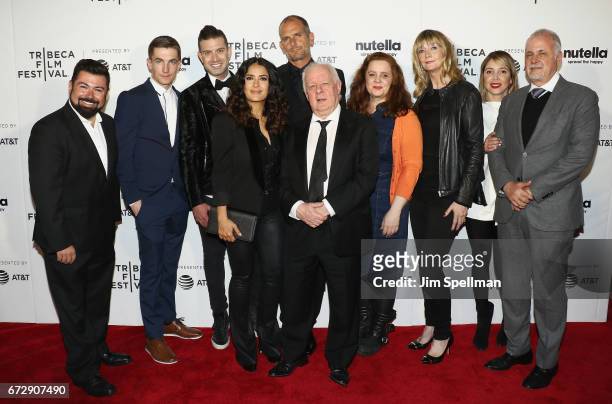 Actress Salma Hayek, director Jim Sheridan with cast and crew attend the Shorts Program: New York - Group Therapy during the 2017 Tribeca Film...