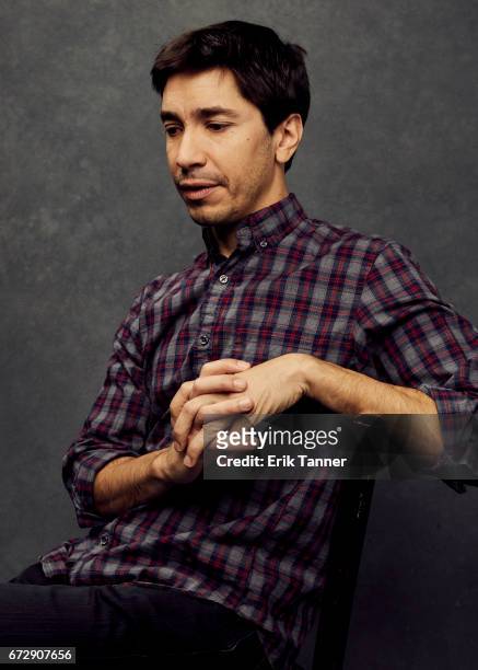 Justin Long from 'Literally, Right Before Aaron' poses at the 2017 Tribeca Film Festival portrait studio on April 24, 2017 in New York City.