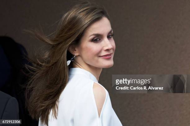 Queen Letizia of Spain visits the University Institute of Tropical Diseases and Public Health of the Canary Island at the La Laguna University on...
