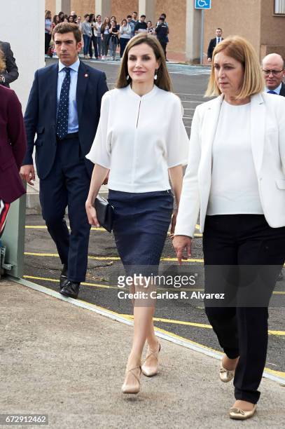 Queen Letizia of Spain visits the University Institute of Tropical Diseases and Public Health of the Canary Island at the La Laguna University on...