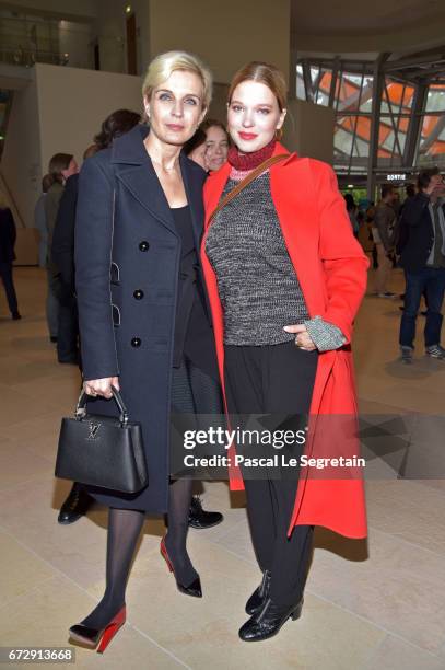 Melita Toscan du Plantier and Lea Sedoux attend "Art Afrique, Le Nouvel Atelier" Exhibition Opening at Fondation Louis Vuitton on April 25, 2017 in...