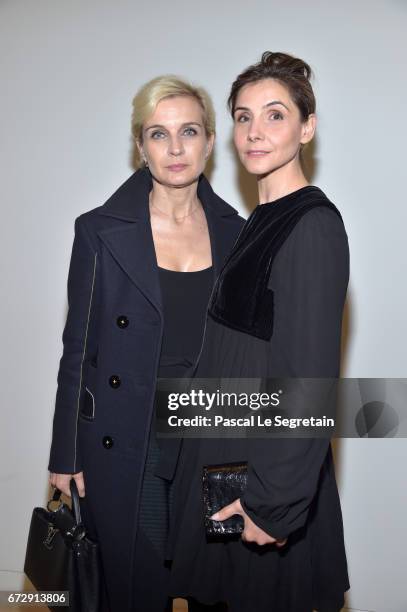 Melita Toscan du Plantier and Clotilde Courau attend "Art Afrique, Le Nouvel Atelier" Exhibition Opening at Fondation Louis Vuitton on April 25, 2017...