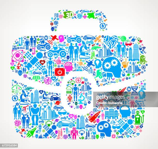 briefcase future and futuristic technology vector icon background - car engineer stock illustrations