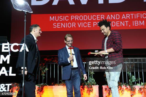 Chris Hatkoff, David Kenny and Alex da Kid attend the TDI Awards during the 2017 Tribeca Film Festival at Spring Studios on April 25, 2017 in New...