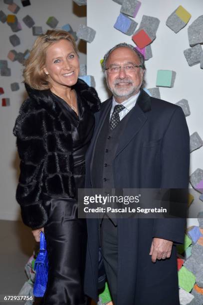 Olvier Dassault and his wife Natacha Nikolajevic attend "Art Afrique, Le Nouvel Atelier" Exhibition Opening at Fondation Louis Vuitton on April 25,...