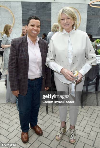 Mentor Lydia Polgreen and Former CWOTY Winner, Martha Stewart attend the Glamour and L'Oreal Paris 2017 College Women of the Year Celebration at La...