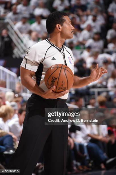Referee, Bill Kennedy officiates during Game Four of the Western Conference Quarterfinals between the LA Clippers and the Utah Jazz during the 2017...
