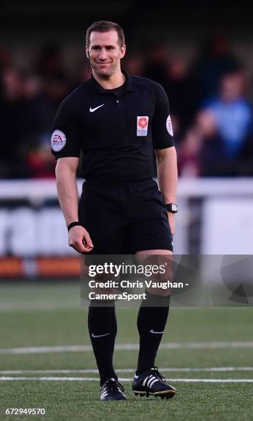 Referee Constantine Hatzidakis during the Vanarama National League match between Maidstone United and Lincoln City at Gallagher Stadium on April 25,...