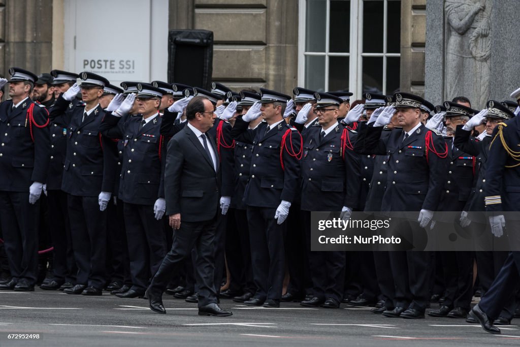 National Tribute To Fallen Police Officer Xavier Jugele Held In Paris