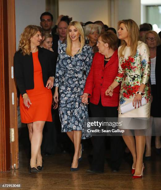 President Association of German Women Entrepreneurs Stephanie Bschorr, Ivanka Trump, daughter of U.S. President Donald Trump, German Chancellor...