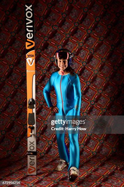 Ski jumper Sarah Hendrickson poses for a portrait during the Team USA PyeongChang 2018 Winter Olympics portraits on April 25, 2017 in West Hollywood,...