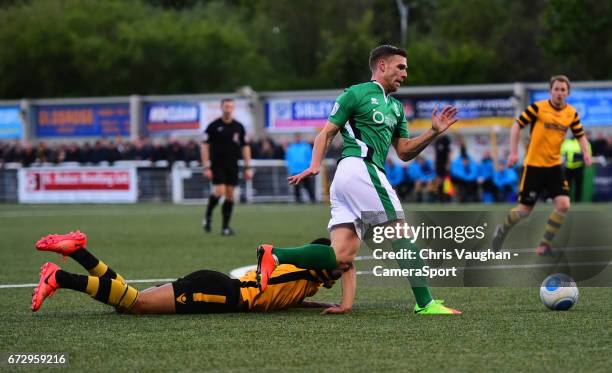 Lincoln City's Jack Muldoon gets past Maidstone United's Kevin Lokko during the Vanarama National League match between Maidstone United and Lincoln...