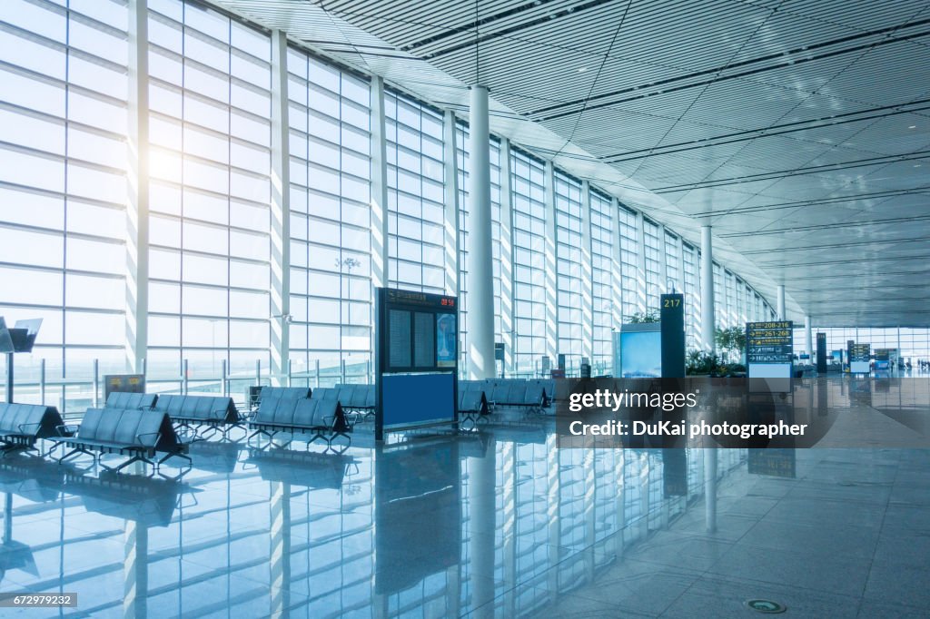 Empty airport terminal waiting area